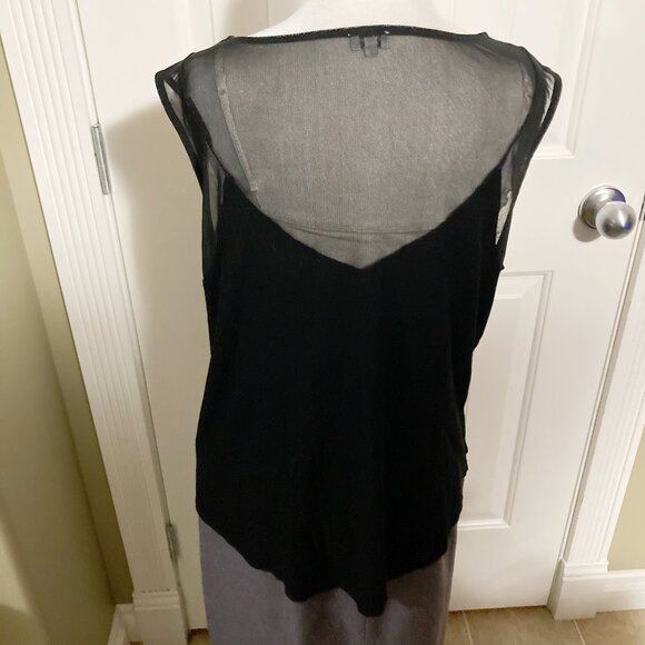 KISMET Black semi-sheer tank top with mesh areas ~ MEDIUM LARGE sleeveless shirt - Picture 14 of 14